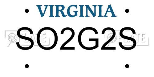 SO2G2S Virginia License Plate