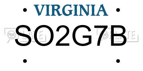 SO2G7B Virginia License Plate