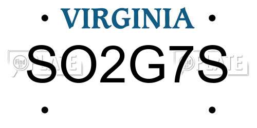 SO2G7S Virginia License Plate