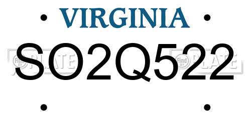 SO2Q522 Virginia License Plate