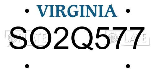 SO2Q577 Virginia License Plate