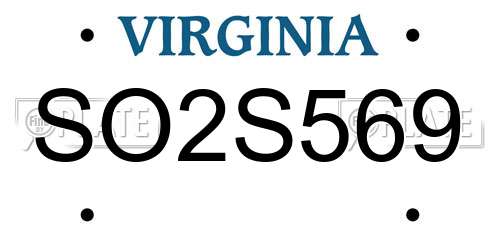 SO2S569 Virginia License Plate