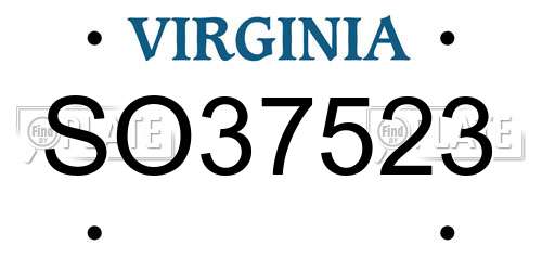 SO37523 Virginia License Plate