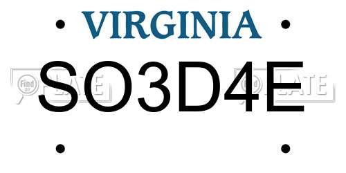 SO3D4E Virginia License Plate