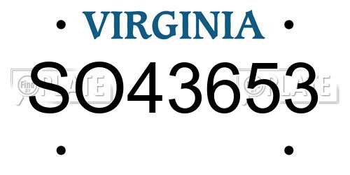 SO43653 Virginia License Plate