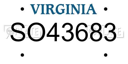 SO43683 Virginia License Plate