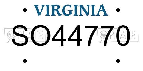SO44770 Virginia License Plate