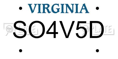 SO4V5D Virginia License Plate