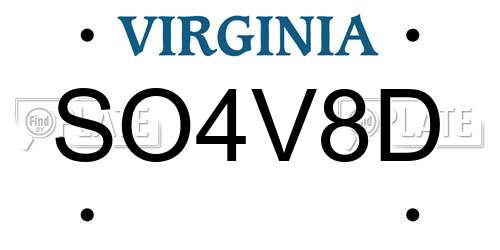 SO4V8D Virginia License Plate