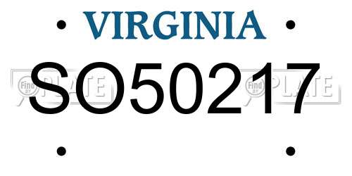 SO50217 Virginia License Plate