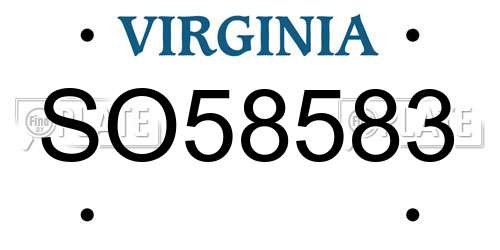 SO58583 Virginia License Plate