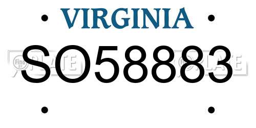 SO58883 Virginia License Plate