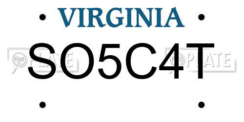 SO5C4T Virginia License Plate