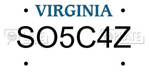 SO5C4Z Virginia License Plate