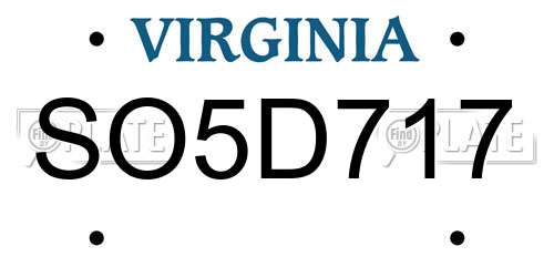 SO5D717 Virginia License Plate