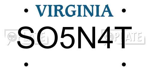 SO5N4T Virginia License Plate