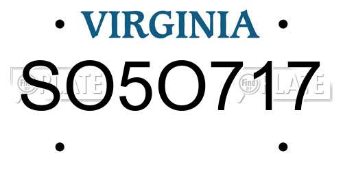SO5O717 Virginia License Plate