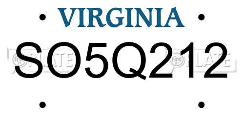 SO5Q212 Virginia License Plate