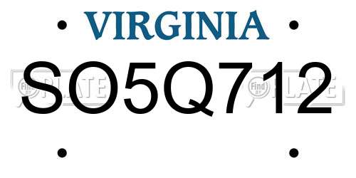 SO5Q712 Virginia License Plate