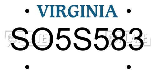 SO5S583 Virginia License Plate