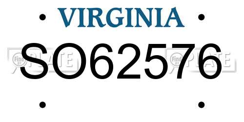 SO62576 Virginia License Plate