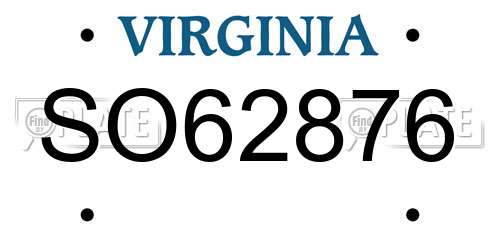 SO62876 Virginia License Plate