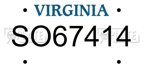 SO67414 Virginia License Plate