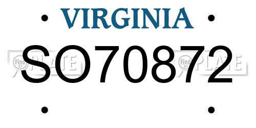 SO70872 Virginia License Plate