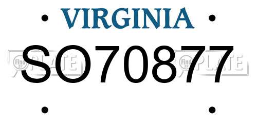 SO70877 Virginia License Plate
