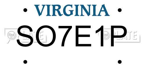SO7E1P Virginia License Plate