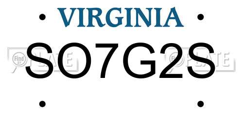 SO7G2S Virginia License Plate