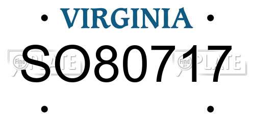 SO80717 Virginia License Plate