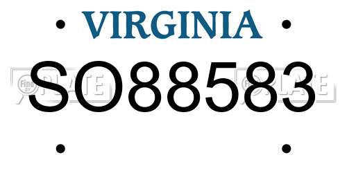 SO88583 Virginia License Plate