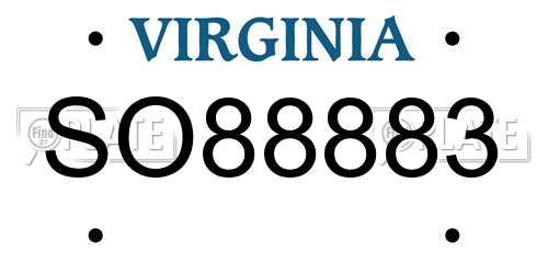 SO88883 Virginia License Plate