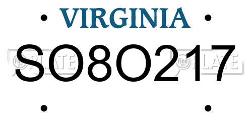 SO8O217 Virginia License Plate