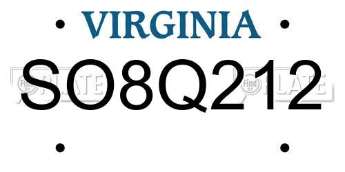 SO8Q212 Virginia License Plate