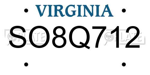 SO8Q712 Virginia License Plate
