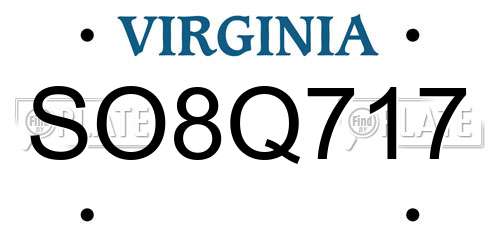 SO8Q717 Virginia License Plate