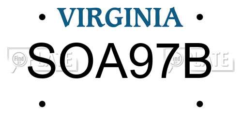SOA97B Virginia License Plate