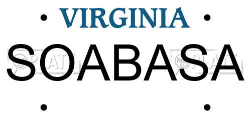 SOABASA Virginia License Plate