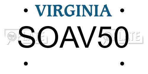 SOAV50 Virginia License Plate