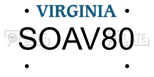SOAV80 Virginia License Plate