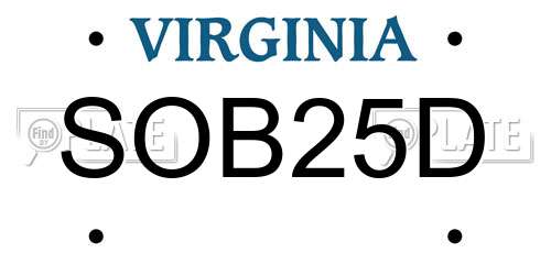 SOB25D Virginia License Plate