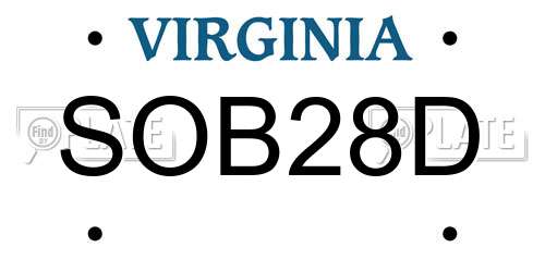 SOB28D Virginia License Plate