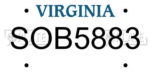 SOB5883 Virginia License Plate