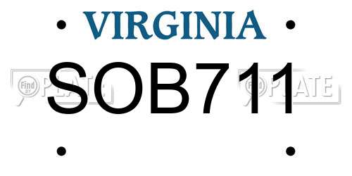 SOB711 Virginia License Plate