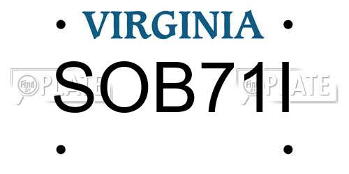 SOB71I Virginia License Plate