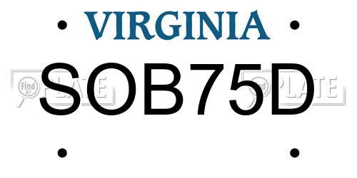 SOB75D Virginia License Plate
