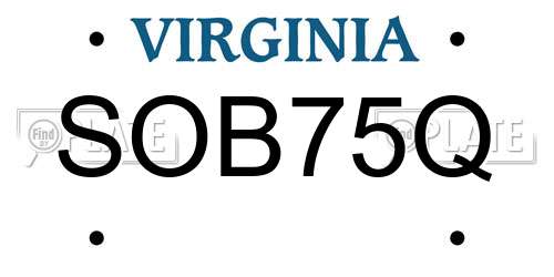 SOB75Q Virginia License Plate