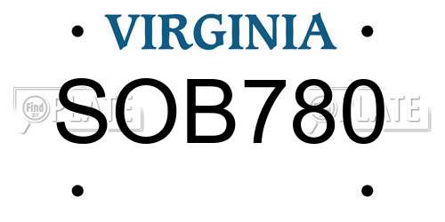 SOB780 Virginia License Plate